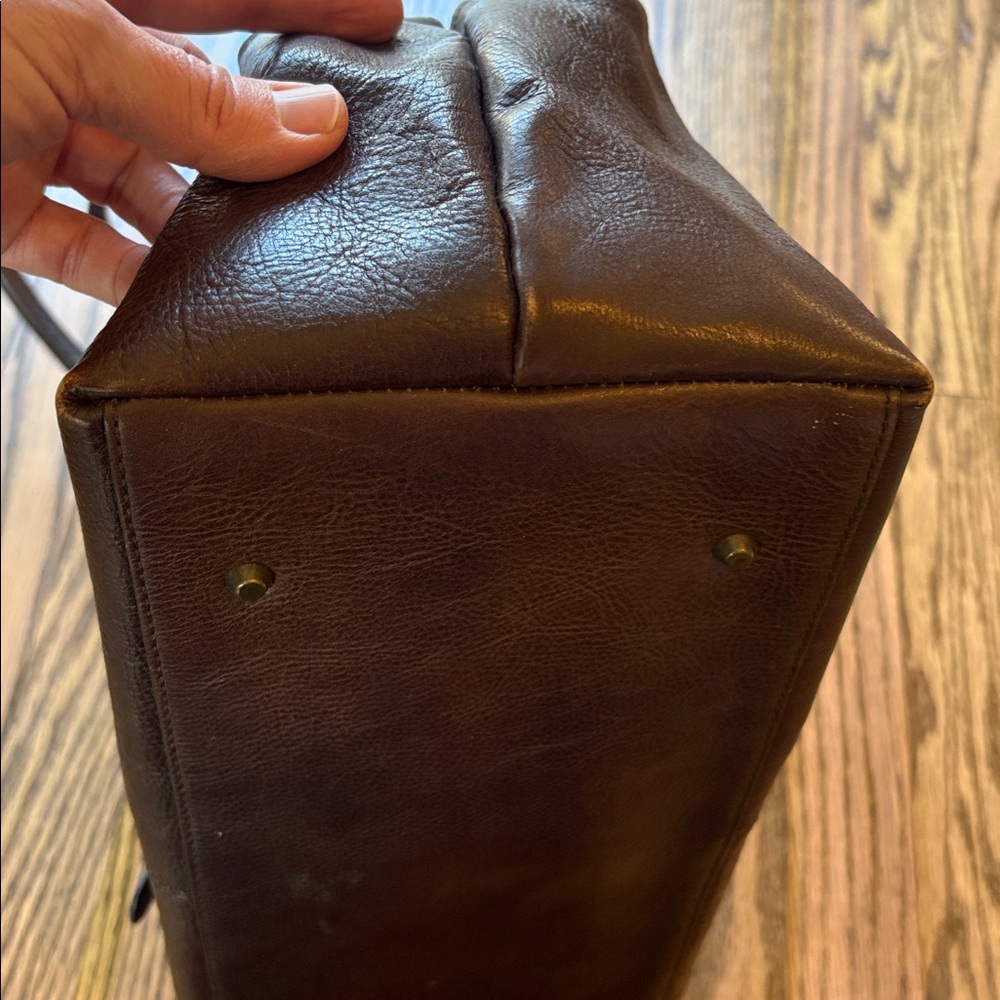 Kate Landry dark brown pebbled leather satchel purse - Picture 8 of 16